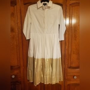 White and Gold Pleated Dress
